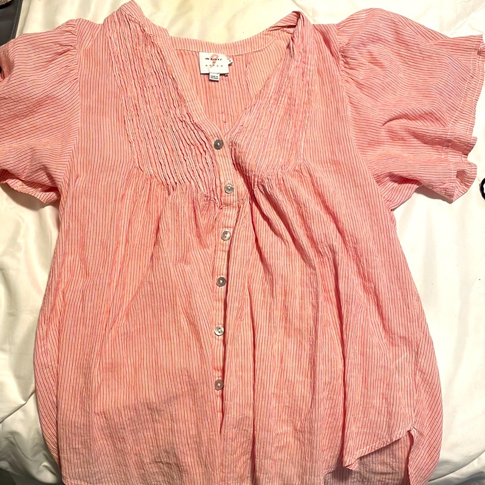 Pink striped nursing top, size M